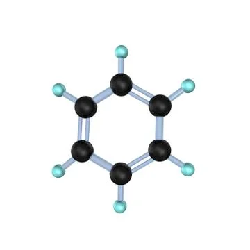 Benzene molecule 3d Stock Illustration