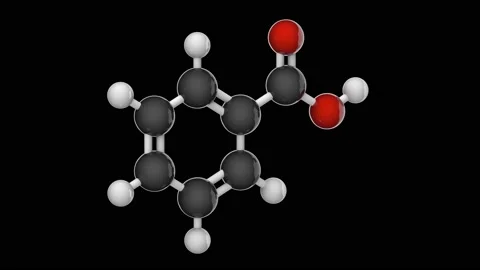 Benzoic acid. C7H6O2. Seamless loop. RGB + Alpha (Transparent) channel Stock Footage 154643790