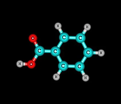 Benzoic acid molecule isolated on black Stock Illustration