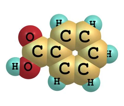 Benzoic acid molecule isolated on white Stock Illustration