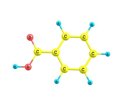 Benzoic acid molecule isolated on white Stock Illustration