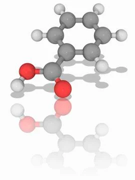 Benzoic acid organic compound molecule Stock Illustration