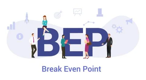 Bep break even point concept with big word or text and team people with moder Stock Illustration