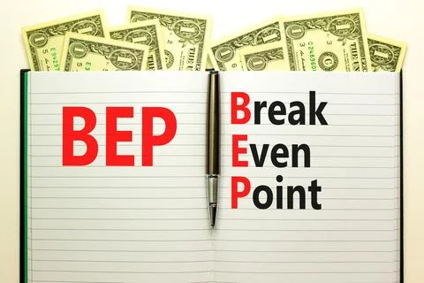 BEP break even point symbol. Concept words BEP break even point on white no.. Foto stock