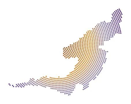 Bequia dotted map. Digital style shape of Bequia. Tech icon of the island w.. Stock Illustration