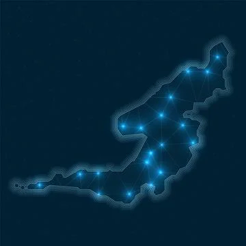 Bequia network map. Abstract geometric map of the island. Digital connectio.. Stock-Illustration