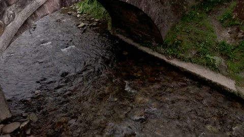 Bera de Bidasoa stone bridge and town houses Stock Footage 137973926
