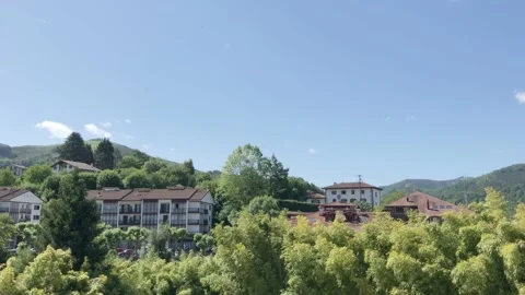 Bera de Bidasoa timelapse panorama wide shot Stock Footage 137973756