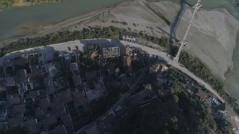 Berat, historic city. Tiny stone streets with white stone houses 4k 스톡 동영상 97341589
