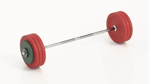 Berbell with weights isolated on white background. 3D illustration 库存插图