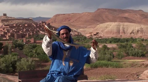 Berber and snake of Drâa in Morocco Video stock 52932207