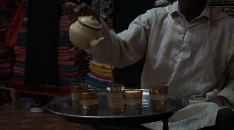 Berber drinking the tea in the Kasbah Stock Footage 52928995