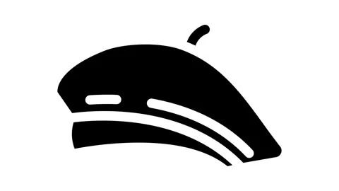 Beret hat cap glyph icon animation Stock Footage 326744243