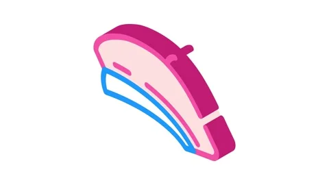 Beret hat cap isometric icon animation Stock Footage 327291481