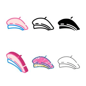Beret hat types cap color icon vector Stock Illustration