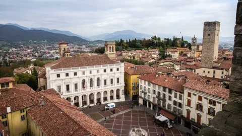 Bergamo piazza vecchia view from above Video stock 69871209
