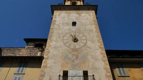 Bergamo, view of the clock tower Video stock 139403223