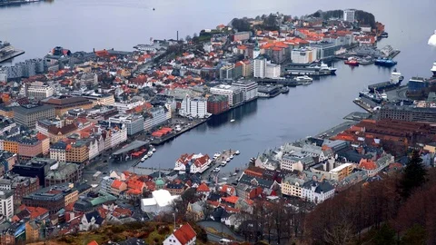 BERGEN - above the port Stock Footage