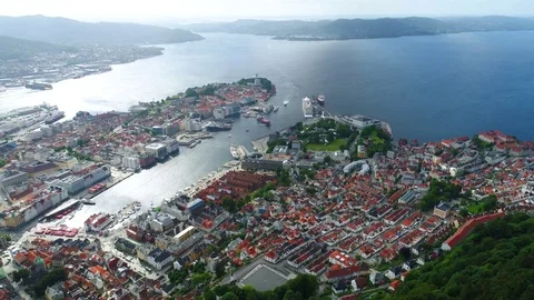Bergen is a city and municipality in Hordaland on the west coast of Norway. Stock Footage