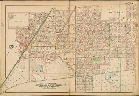 Bergen County, V. 2, Double Page Plate No. 4 Map bounded by Wood St., Herm... Stock Photos
