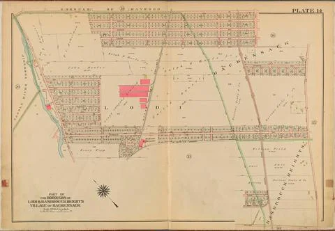 Bergen County, V. 2, Double Page Plate No. 14 Map bounded by Essex St., Te... Stock Photos