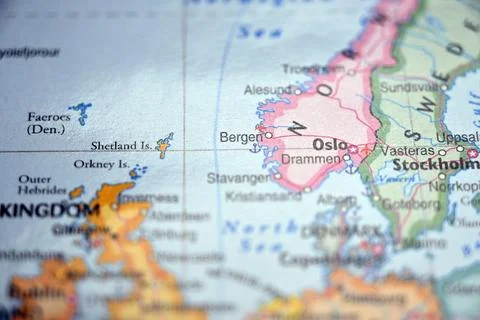 Bergen Highlighted on World Map with Soft Blur Defocused Background Minimal.. Stock Photos