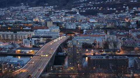 Bergen At night Stock Footage 93302095