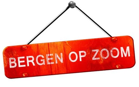 Bergen op zoom, 3D rendering, a red hanging sign Stock Illustration