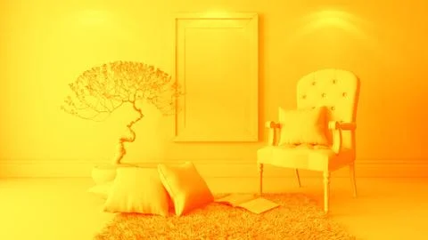 Bergere and wall, background, template design 3D rendering Stock Illustration