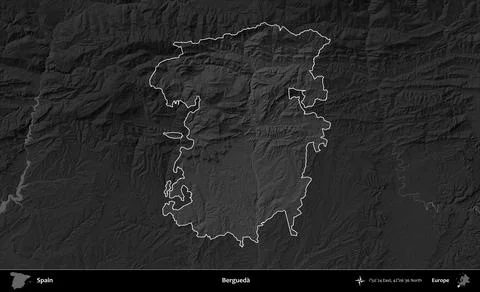 Bergueda highlighted, Spain. Grayscale Stock Illustration