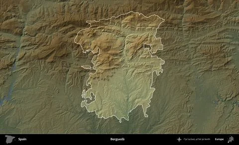Bergueda highlighted, Spain. Physical Stock Illustration