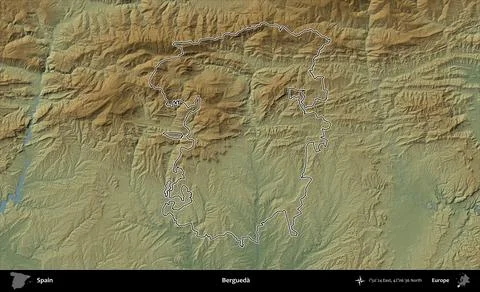 Bergueda outlined, Spain. Physical Stock Illustration