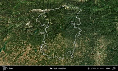 Bergueda outlined, Spain. Sentinel-2 Mosaic. July 2020 Stock Illustration