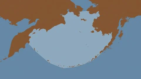 Bering Sea highlighted on a tiled pattern colored map Illustrazione stock