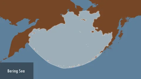 Bering Sea. Solid map. Patterson Cylindrical. Close-up Stock Footage 296829327