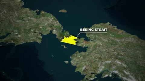 Bering Strait Geographic Map Animation between Russia and Alaska USA Vídeos de archivo 335098312