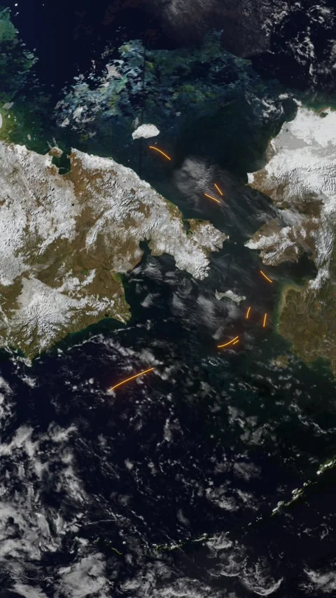 Bering Strait Global Route Animation 4K Earth Zoom Satellite View Vertical Stock-Footage 333969229