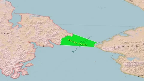 Bering Strait Highlighted Map Animation Showing Boundary Between Russia and.. Stock Footage 346246755