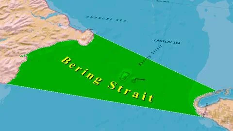 Bering Strait Map Animation Highlighted Maritime Boundary Russia Alaska Regio Stock Photos