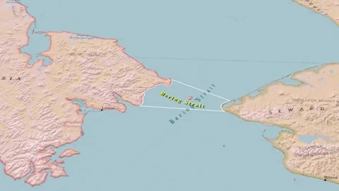 Bering Strait Map Animation Showing Maritime Boundary Between Russia and Un.. Stock Footage 346246860