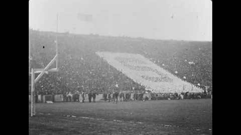 BERKELEY - 1923 - Spectators form an S during a football game at the California Stock Footage 340670329