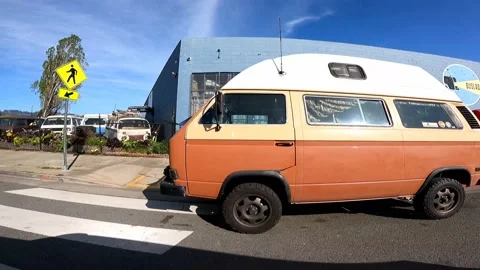 Berkeley Bus Lab - a standing herd of VW Station Wagons