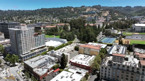 Berkeley, California, USA - Aerial Pullback View of Downtown University Campus Video stock 340161550
