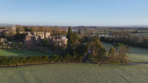 Berkeley Castle from a drone, Berkeley, Cotswolds, Gloucestershire, England Stock Footage 302310607