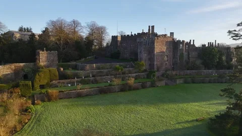 Berkeley Castle from a drone, Berkeley, Cotswolds, Gloucestershire, England Stock Footage 302310616