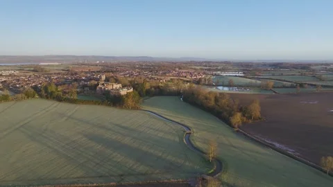Berkeley Castle from a drone, Berkeley, Cotswolds, Gloucestershire, England Stock Footage 302310733