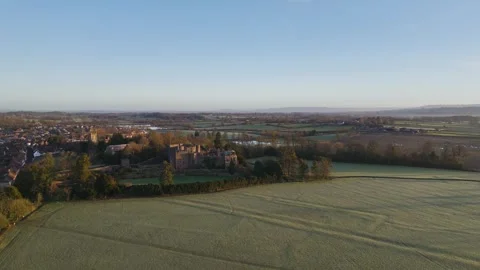 Berkeley Castle from a drone, Berkeley, Cotswolds, Gloucestershire, England Stock Footage 302310752