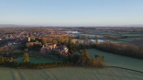 Berkeley Castle from a drone, Berkeley, Cotswolds, Gloucestershire, England Stock Footage 302310824