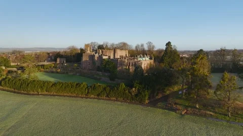 Berkeley Castle from a drone, Berkeley, Cotswolds, Gloucestershire, England Video stock 302384897