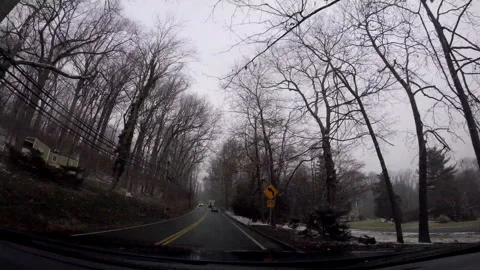 Berkeley Heights, NJ, USA - 01-28-2022: time lapse driving county road in winter Stock Footage 281118799
